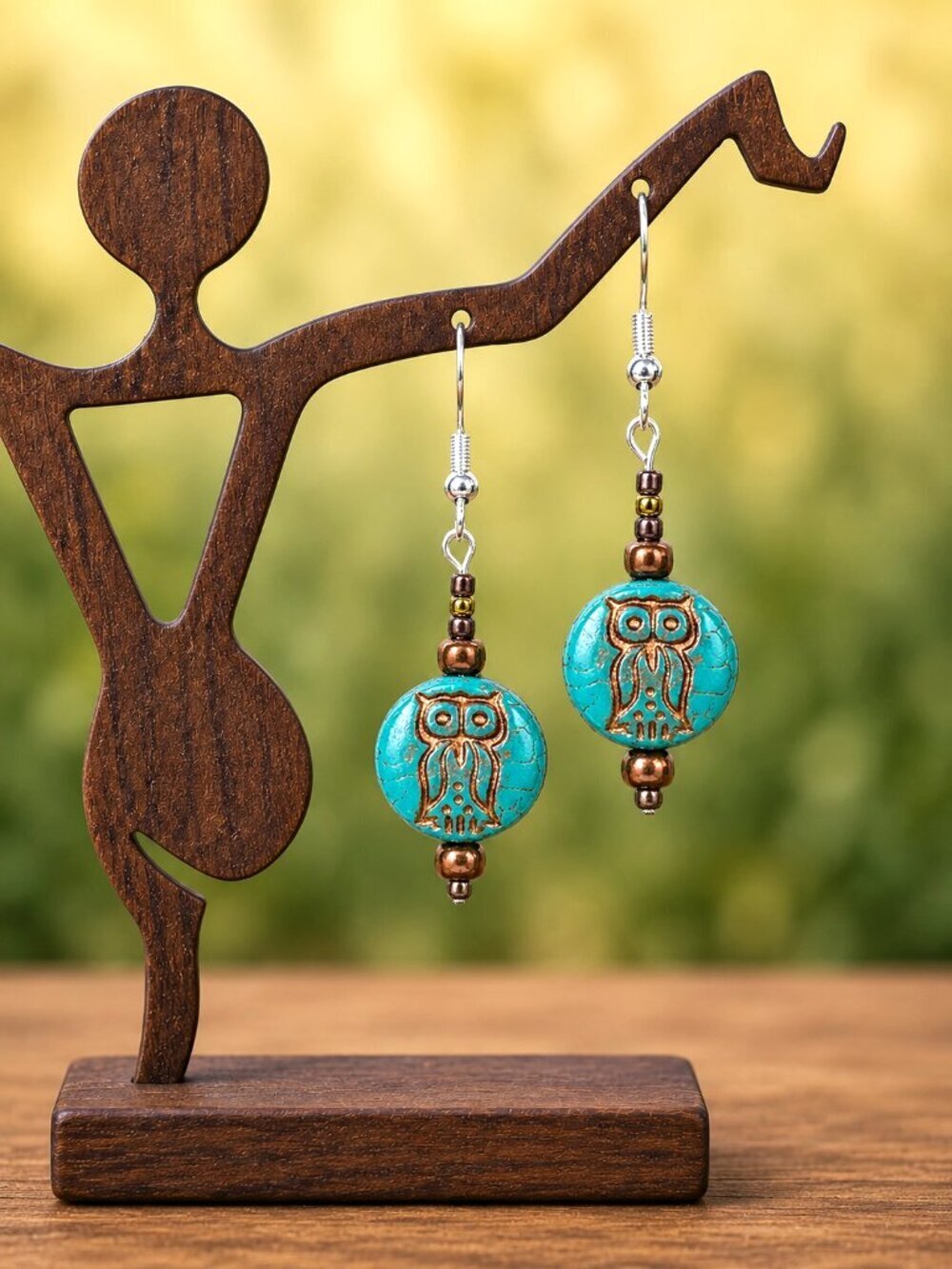 Handmade Owl Drop Earrings | Sterling Silver - Picture 6 of 7